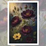 Burgundy Bloom & Golden Light – Hochwertiges Wildblumen-Artwork für Print & visuelle Projekte