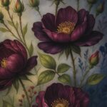 Burgundy Bloom & Golden Light – Hochwertiges Wildblumen-Artwork für Prints