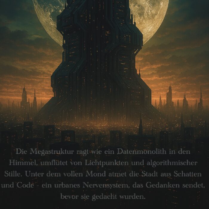 Futuristische Megastruktur unter Vollmond