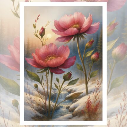 Surreale Winterblüte – Hochauflösendes Wildblumen-Artprint | Download